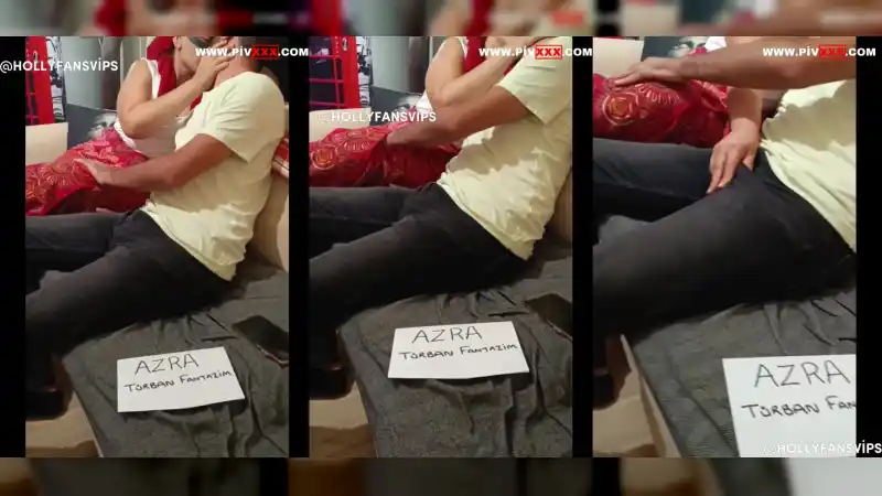 Azra cuckold türban fantazisinde erkeğin sikini pantolon üstünden okşuyor | twitter türbanlı porno (HD)