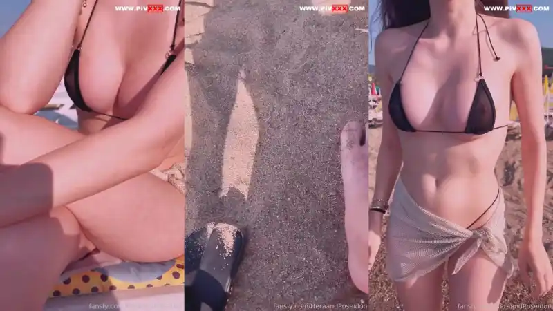Heraandposeidon plajda mikro bikinisini gösterip bacaklarını açıyor | türk porno (Yeni 2026)
