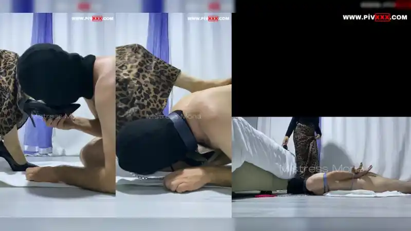 türbanlı ifşa: Tasmalı topuklu ayakkabı kölesi [HD]