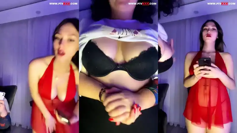 Yağmur azad kırmızı elbisede webcamde azgınca poz veriyor | türbanlı türk porno (HD)